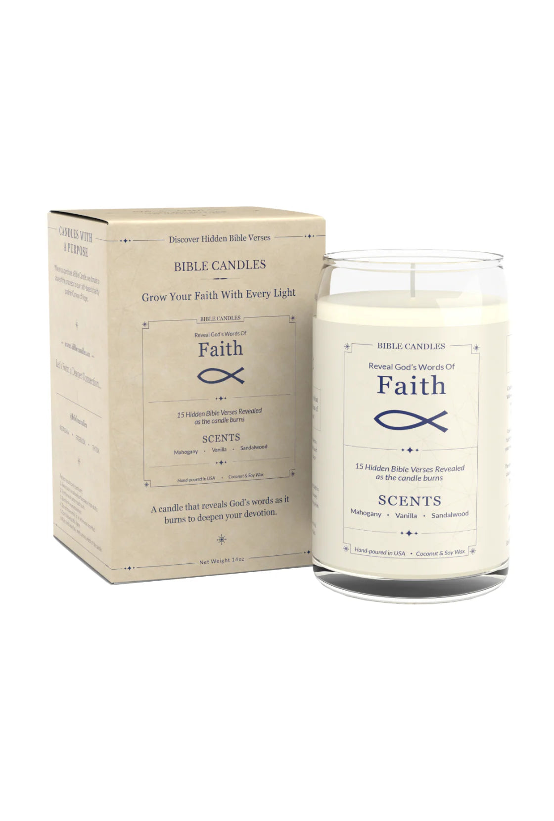 Faith Bible Candle - Mahogany, Vanilla & Sandalwood Scent with Hidden Verses-4