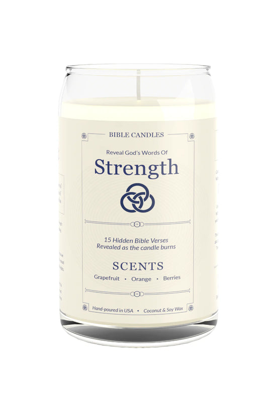 Strength Bible Candle - Grapefruit, Orange & Berry Scent with Hidden Verses-0